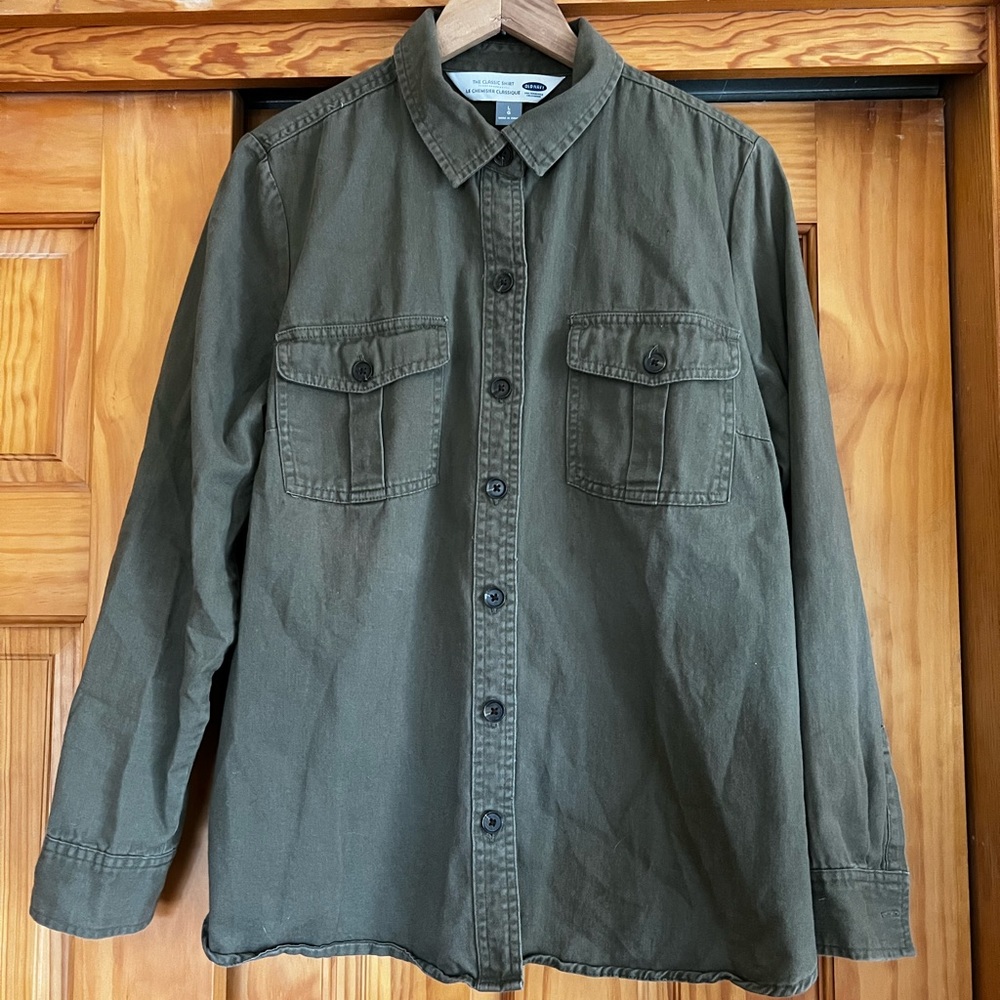 Old Navy Army Green Button Up Shirt L